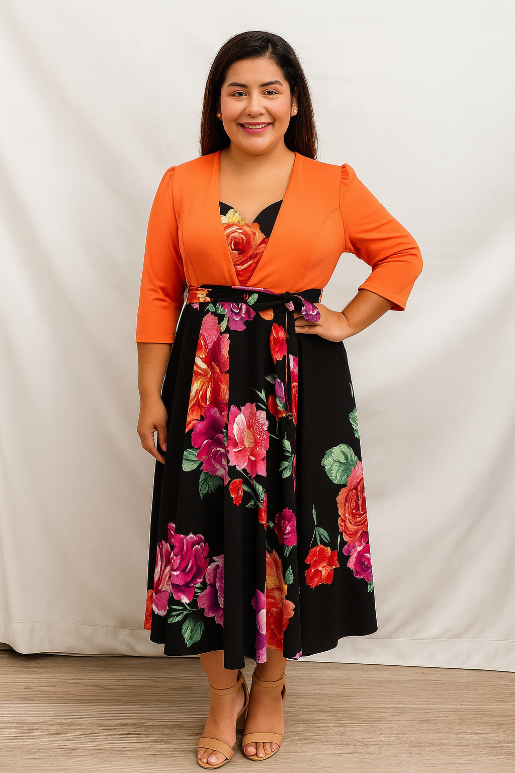 Vestido con Chaleco - Naranja