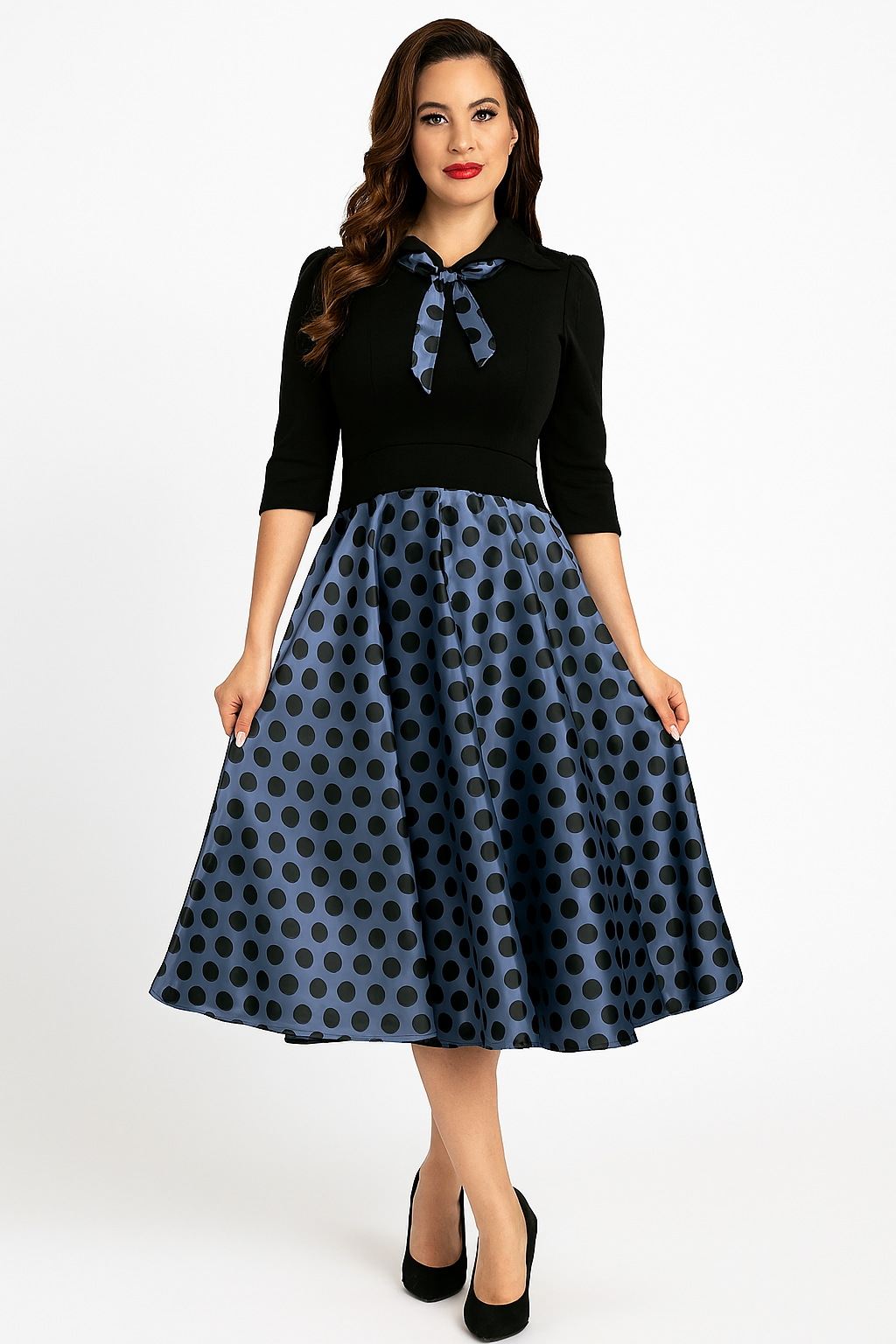 Vestido Polkadot - Azul