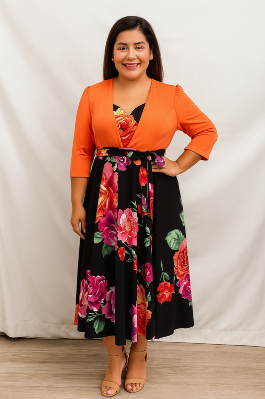 Vestido con Chaleco - Naranja