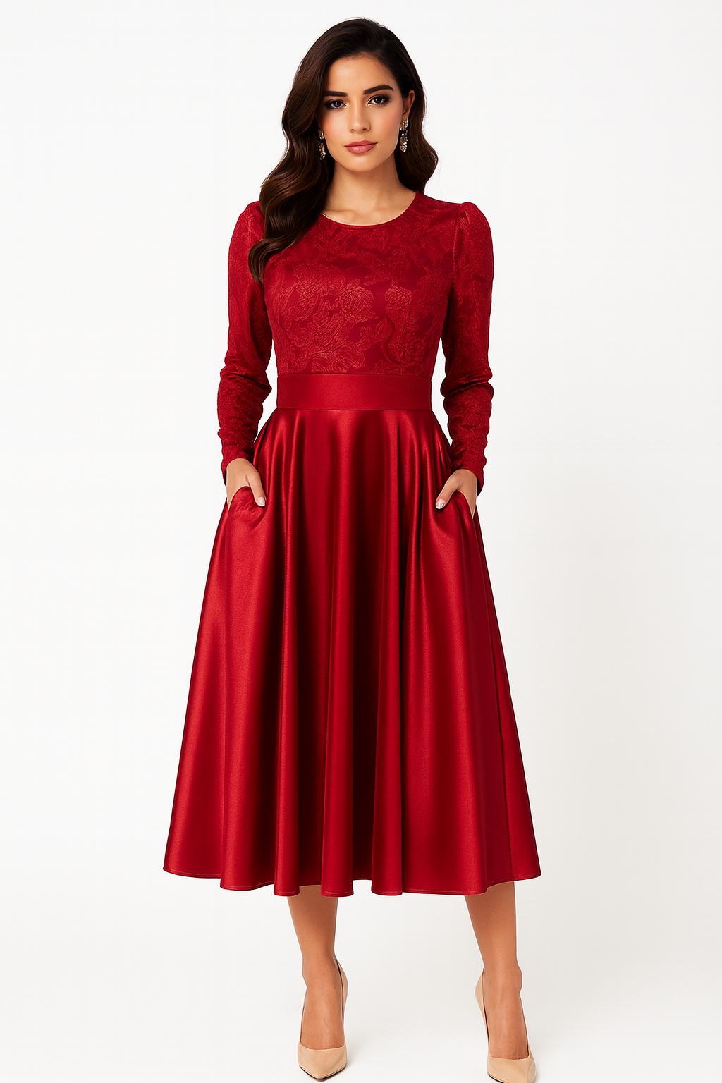 Long Sleeve dress Velvet and Satin