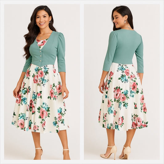 Vestido Con Chaleco - Azul