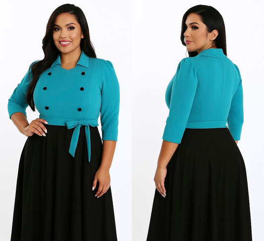 Vestido al tobio - Azul y Negro