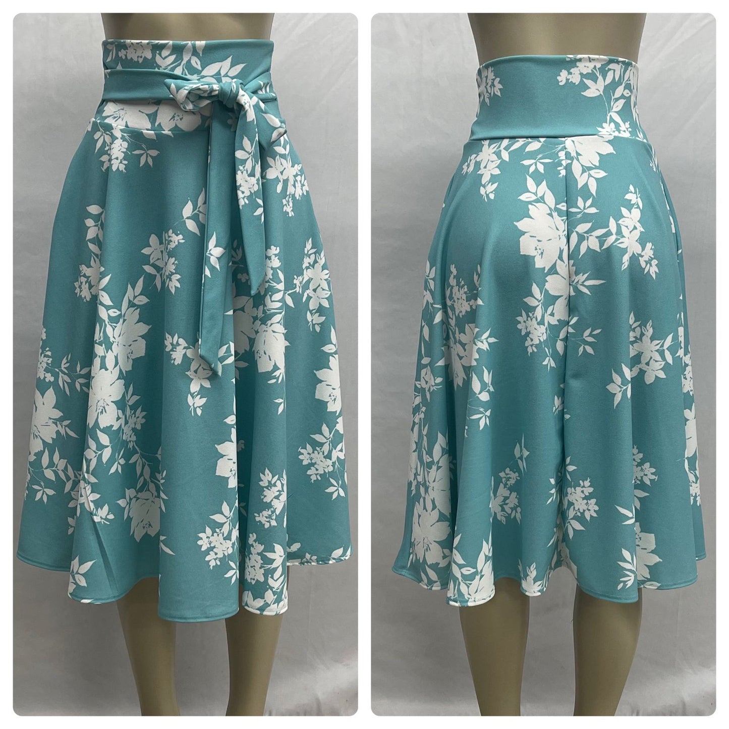 FALDA 3/4 DISCO CON CINTA Y BOLSA - Azul Claro